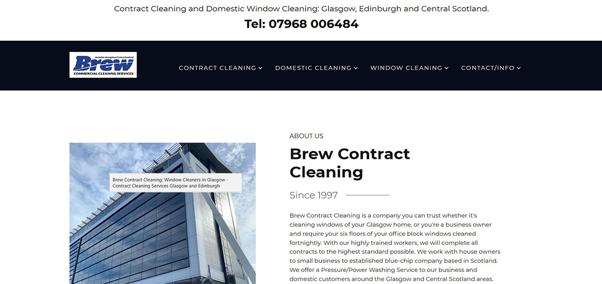 Brew Contract Cleaning is a Cleaning/Commercial Services and Domestic Window Cleaning company based in Glasgow.