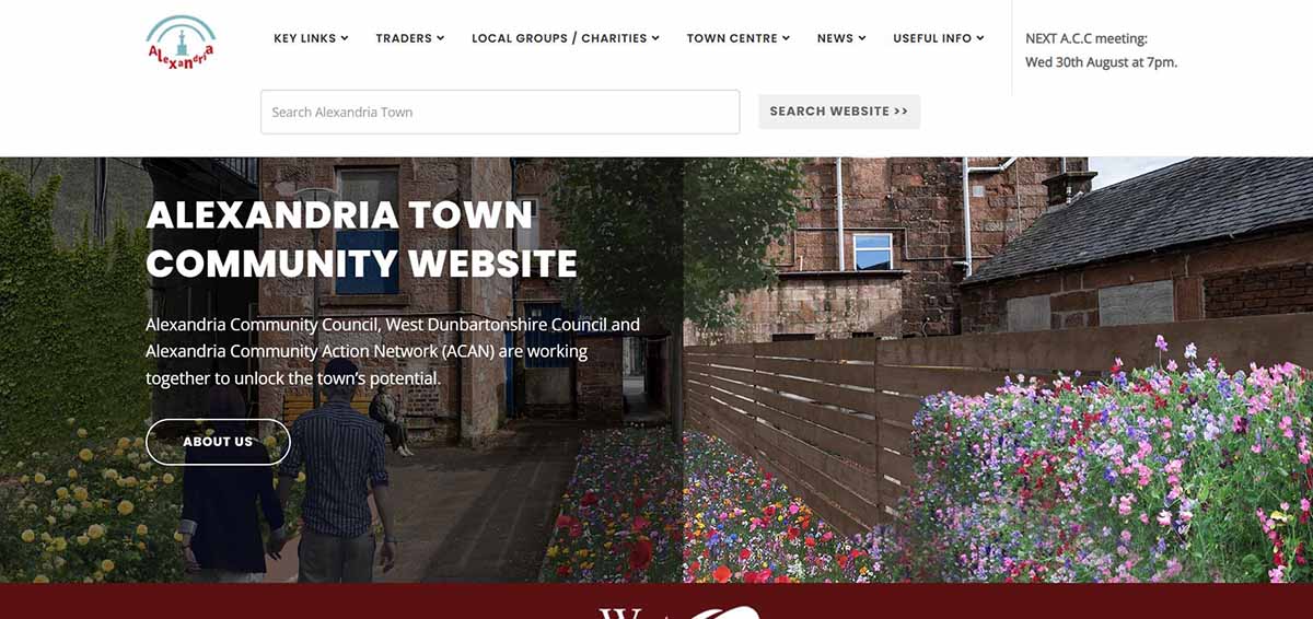 Alexandria.town website in West Dunbartonshire