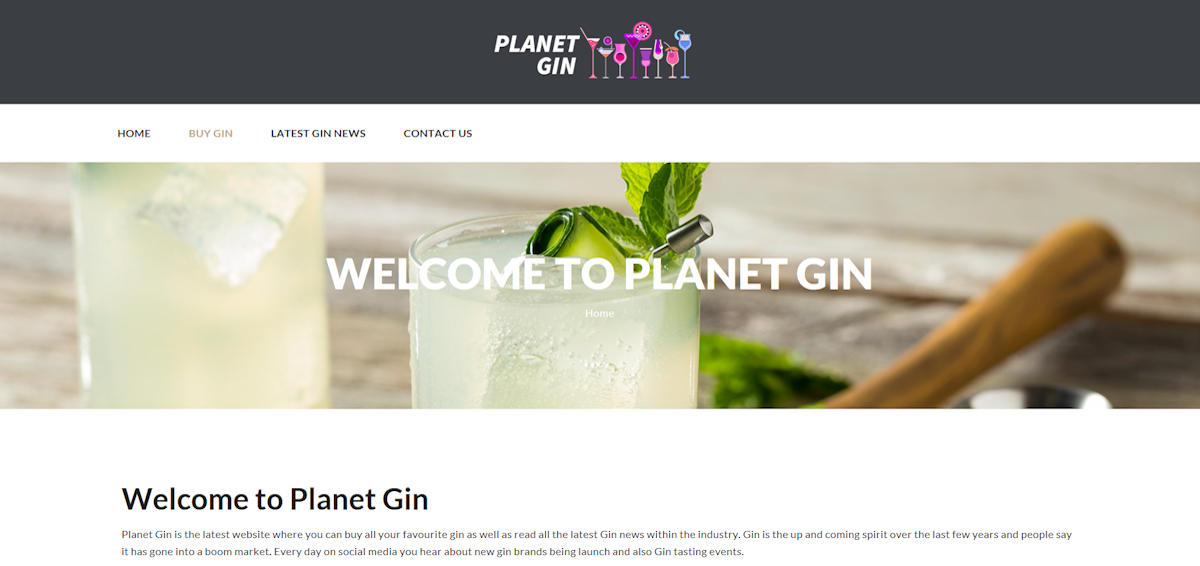 Planet Gin website